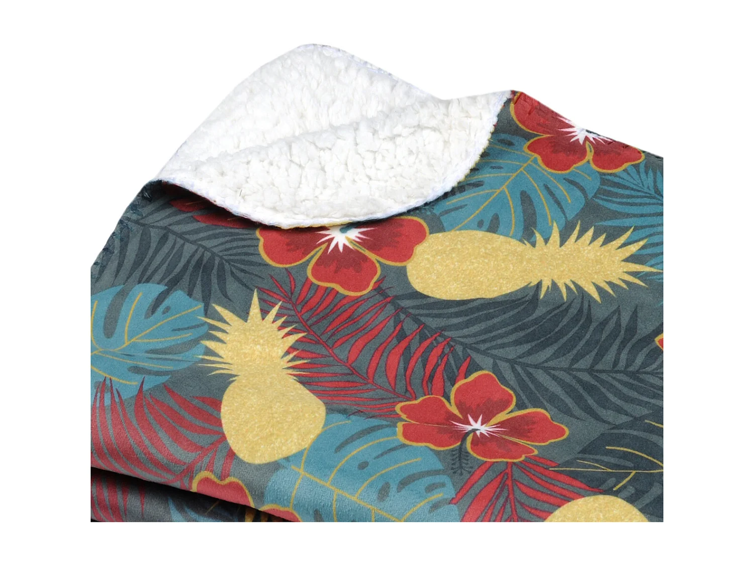 Manta doble cara con flores exóticas y coloradas 130 x 150 cm