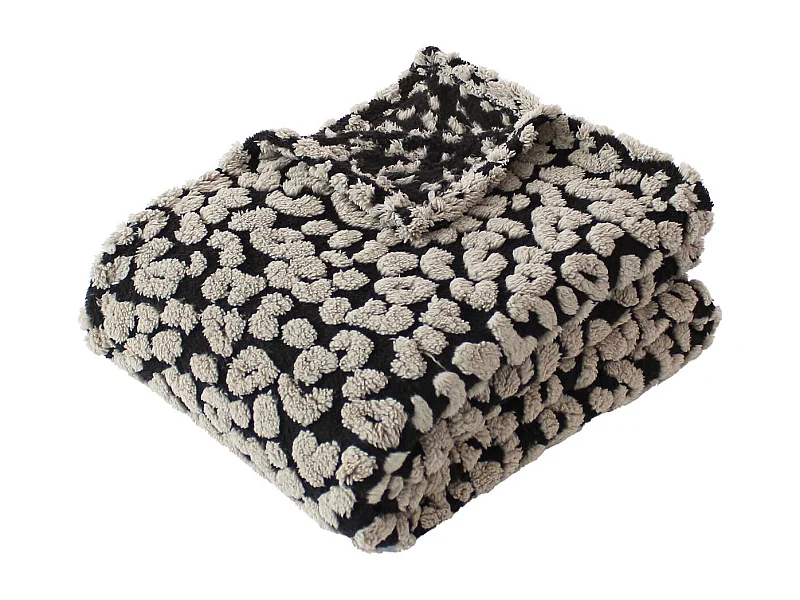 Plaid en Sherpa Léopard "Java" 130x170cm Noir