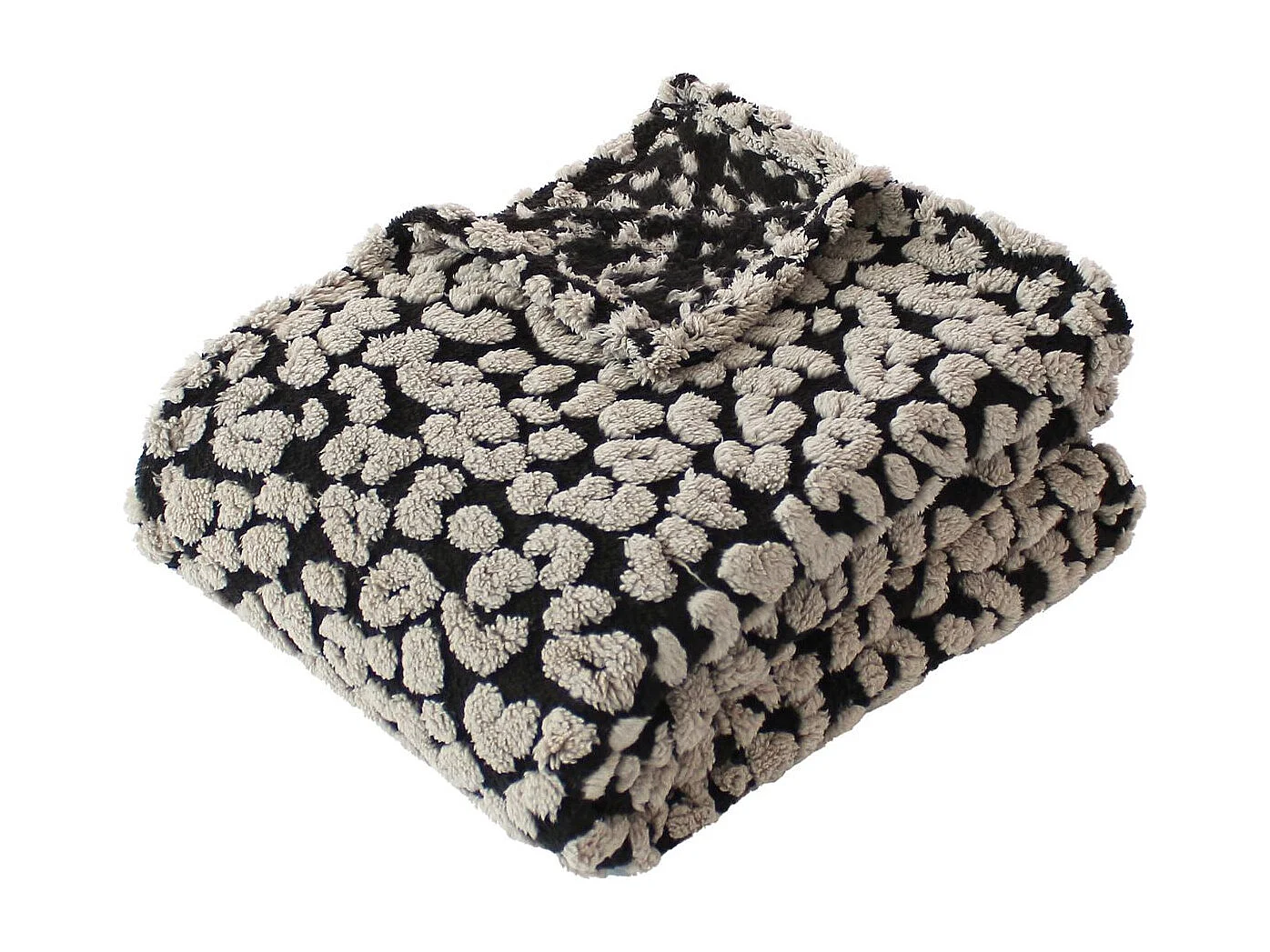 Plaid en Sherpa Léopard "Java" 130x170cm Noir