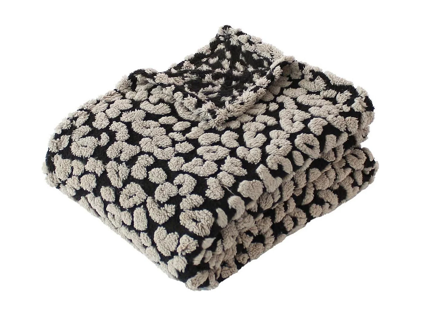 Plaid en Sherpa Léopard "Java" 130x170cm Noir