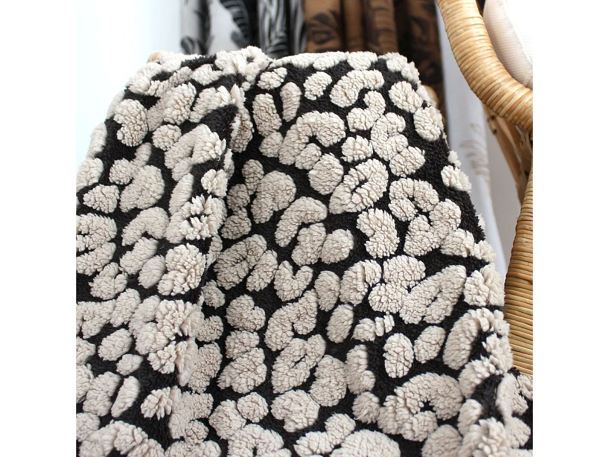 Plaid en Sherpa Léopard "Java" 130x170cm Noir