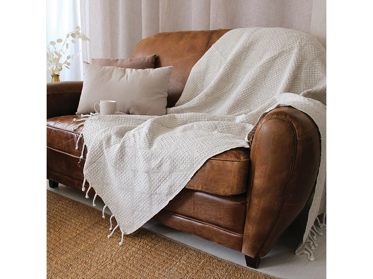 Jacquard-Decke mit Fransen 130 x 160 cm