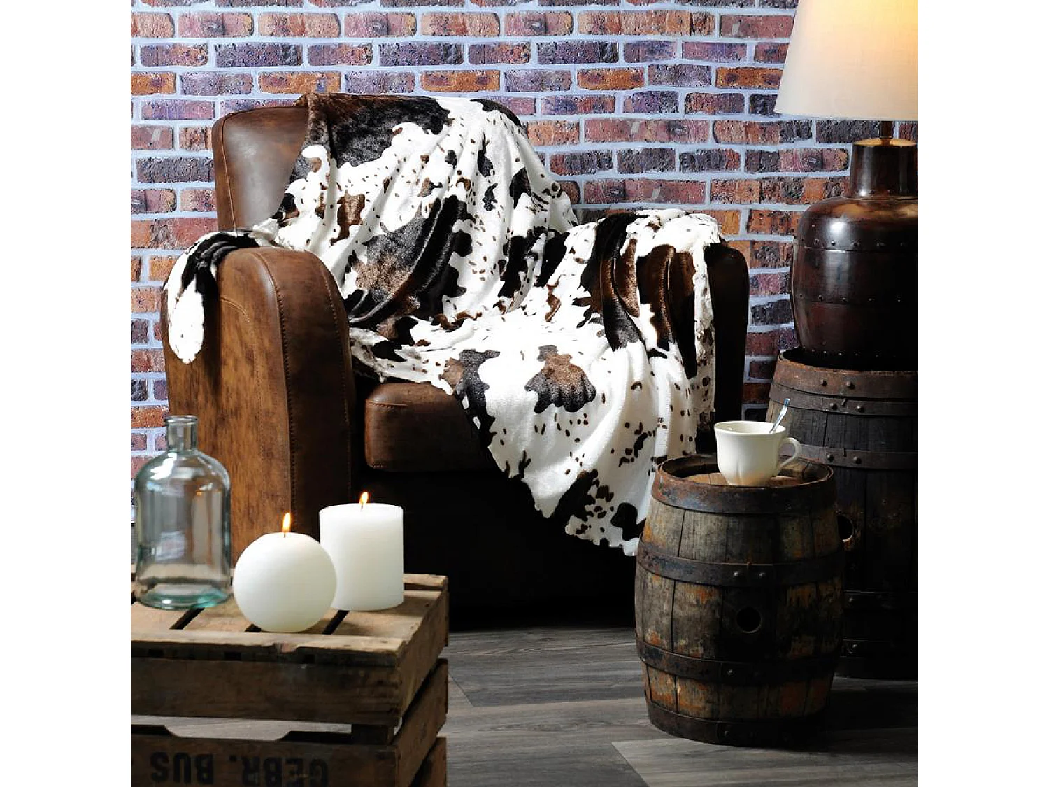 Manta imitación piel de vaca 130 x 160 cm