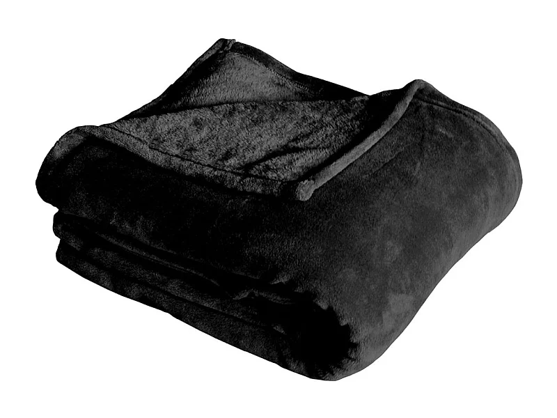 Plaid Polaire Uni "Coral Fleece" 125x150cm Noir