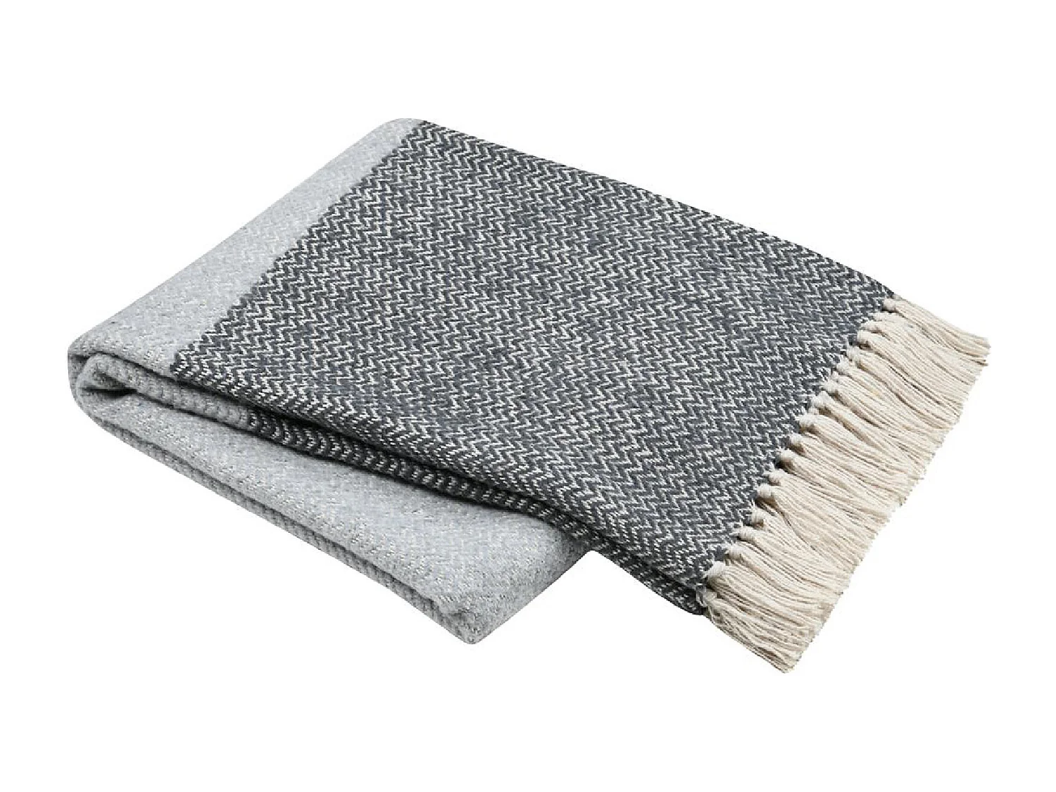 Manta con flecos efecto lana cepillada bicolor 125 x 150 cm