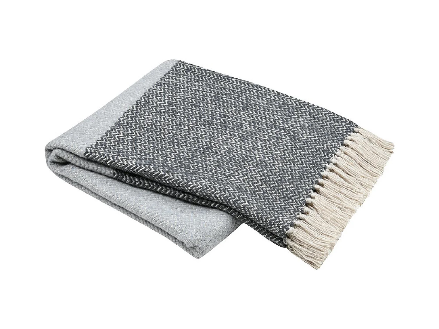Plaid avec franges effet laine grattée bicolore