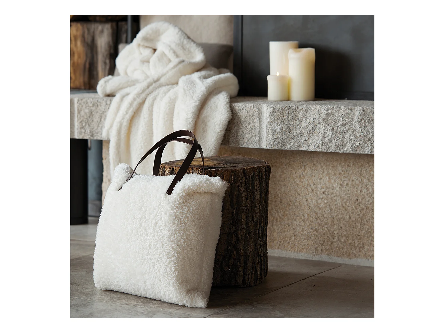 Ensemble plaid et sac Sherpa