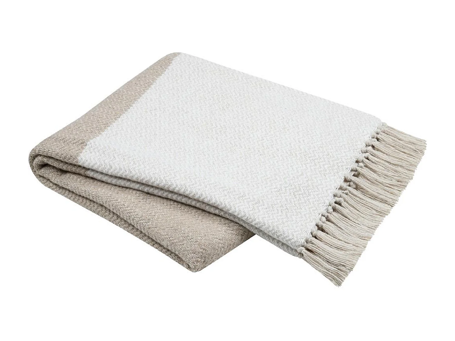 Plaid avec franges effet laine grattée bicolore