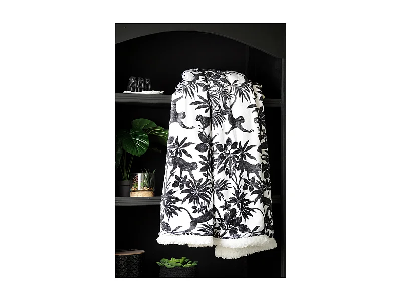 Manta estampado Jungla b&n 130 x 160 cm