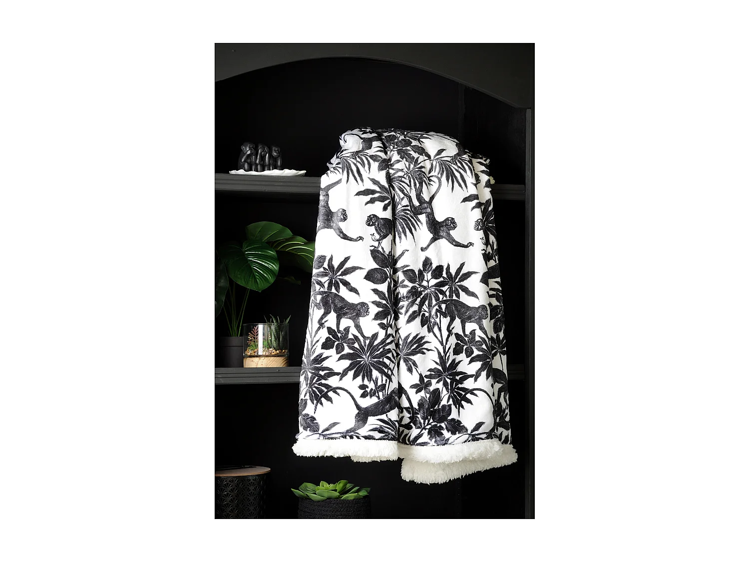 Plaid imprimé jungle en nb