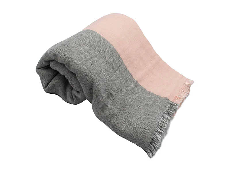 Plaid en triple gaze de coton lavé et rayé