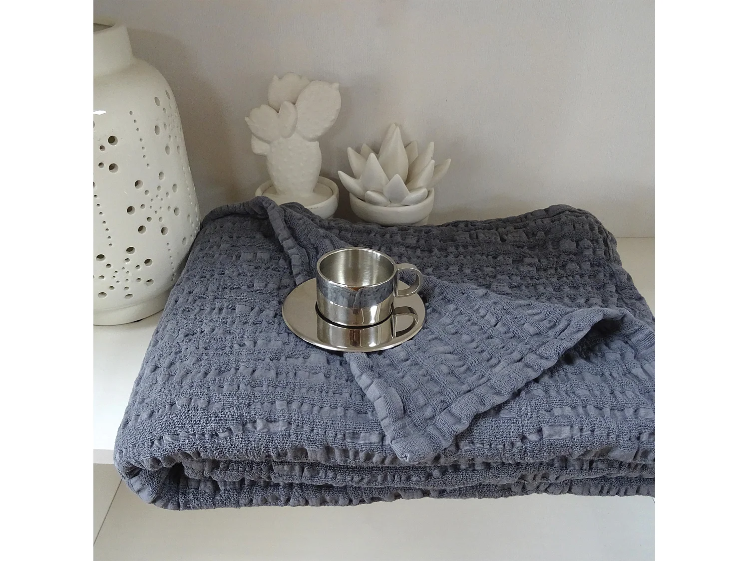 Plaid uni en 100% coton