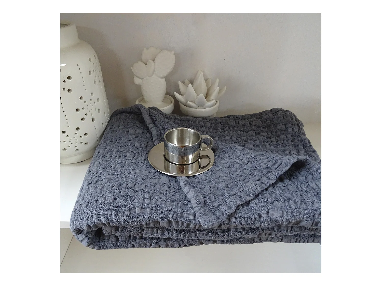 Plaid uni en 100% coton