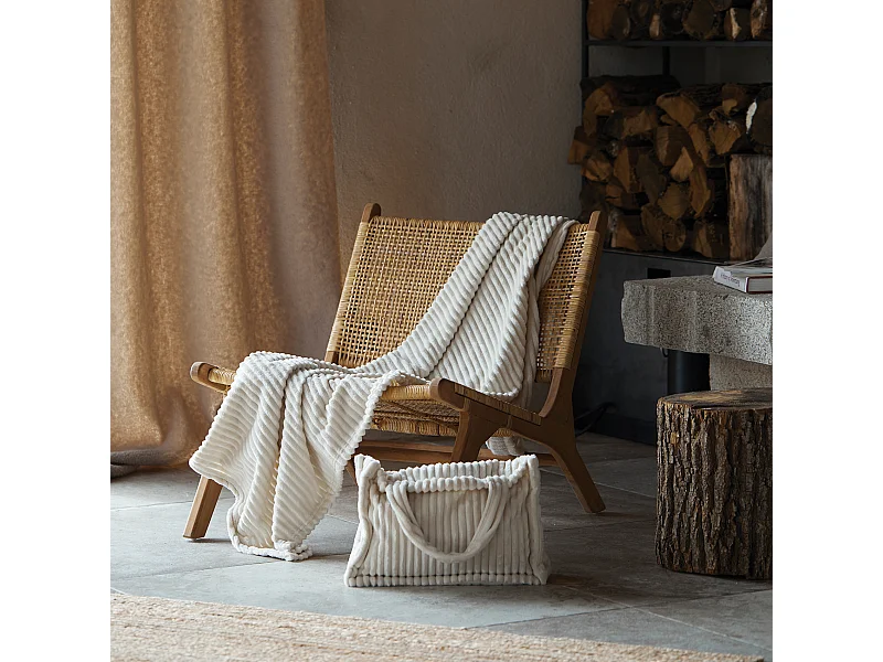 Bolso y Plaid de Terciopelo Cotelé 125 x 150 cm