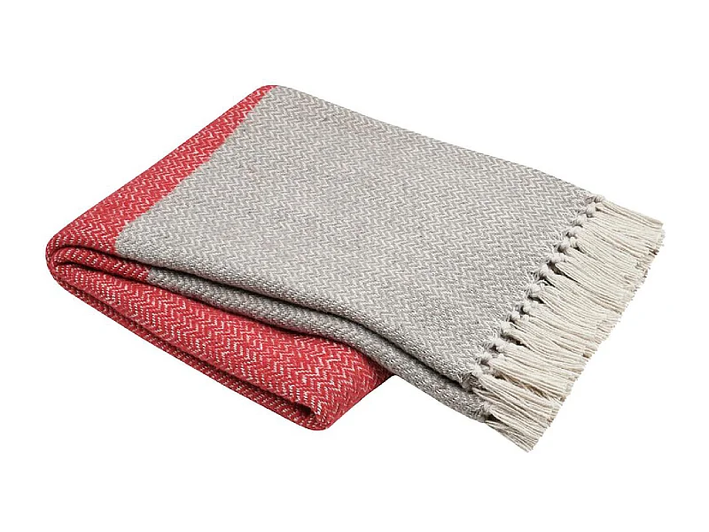 Plaid avec franges effet laine grattée bicolore