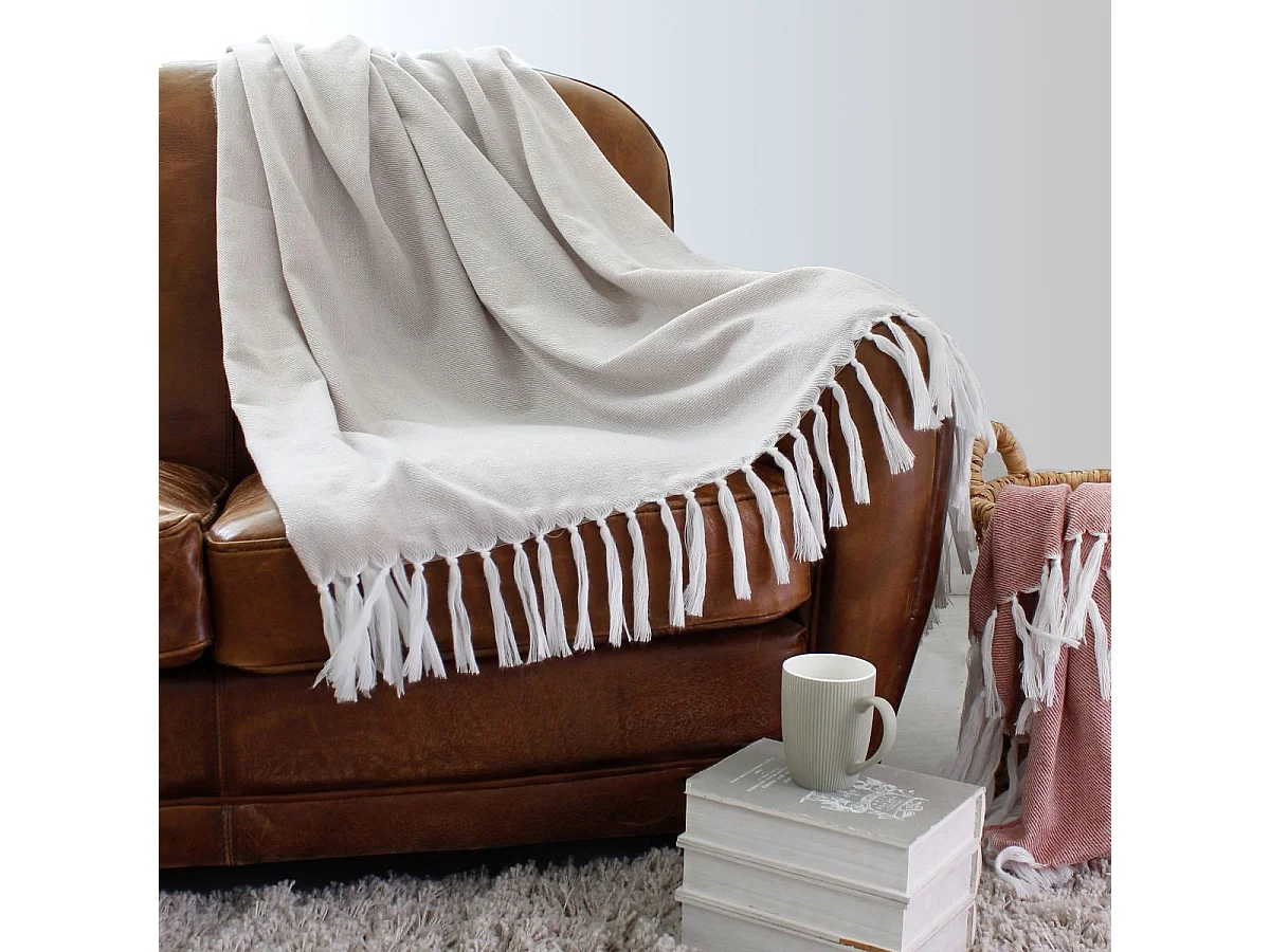 Jacquard-Decke mit langen Fransen 130 x 150 cm