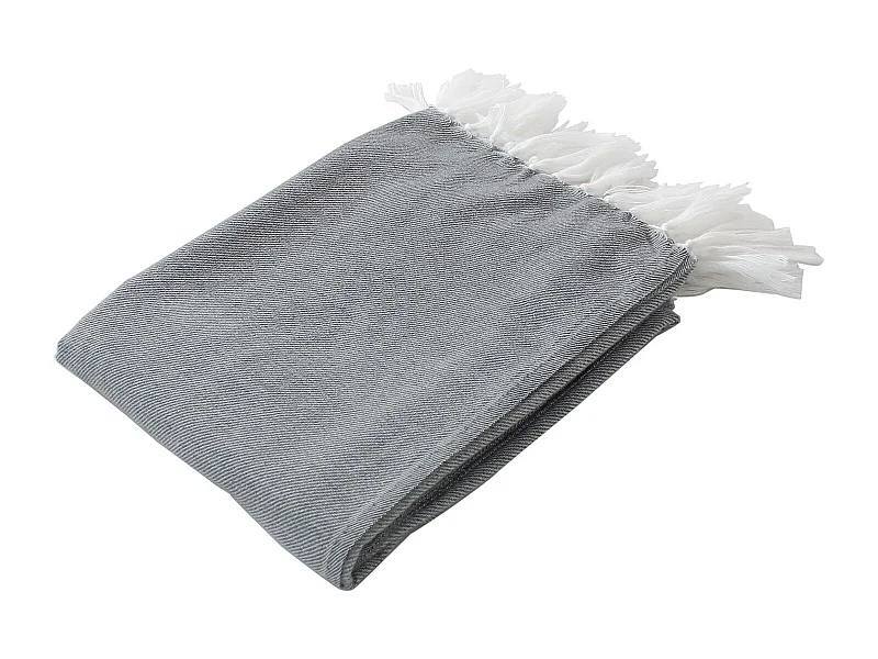 Manta jacquard con largos flecos 130 x 150 cm