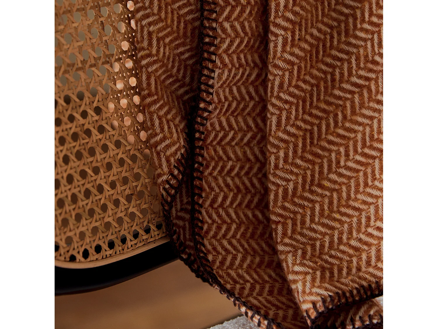 Plaid en laine avec motif chevron