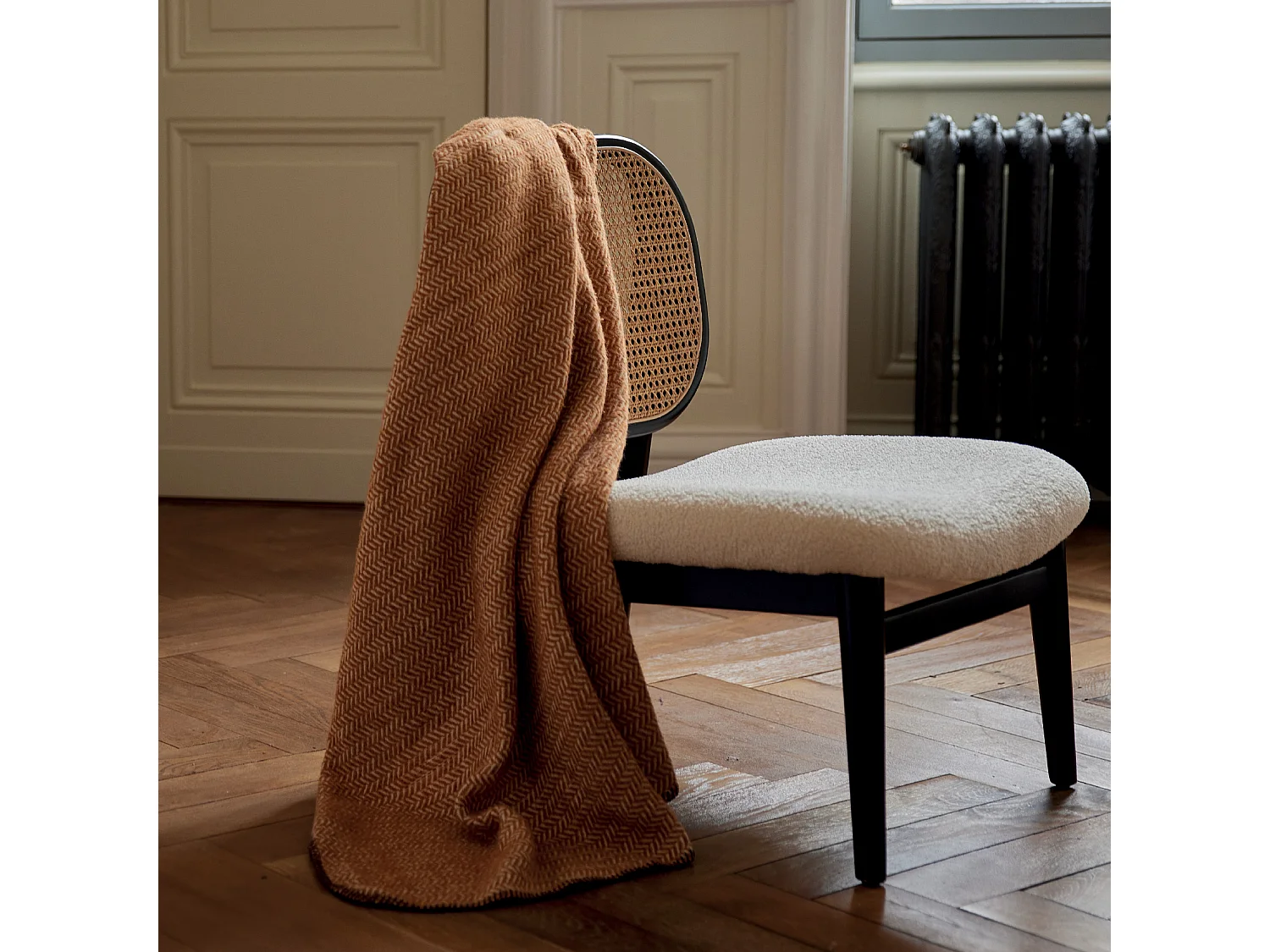 Plaid en laine avec motif chevron