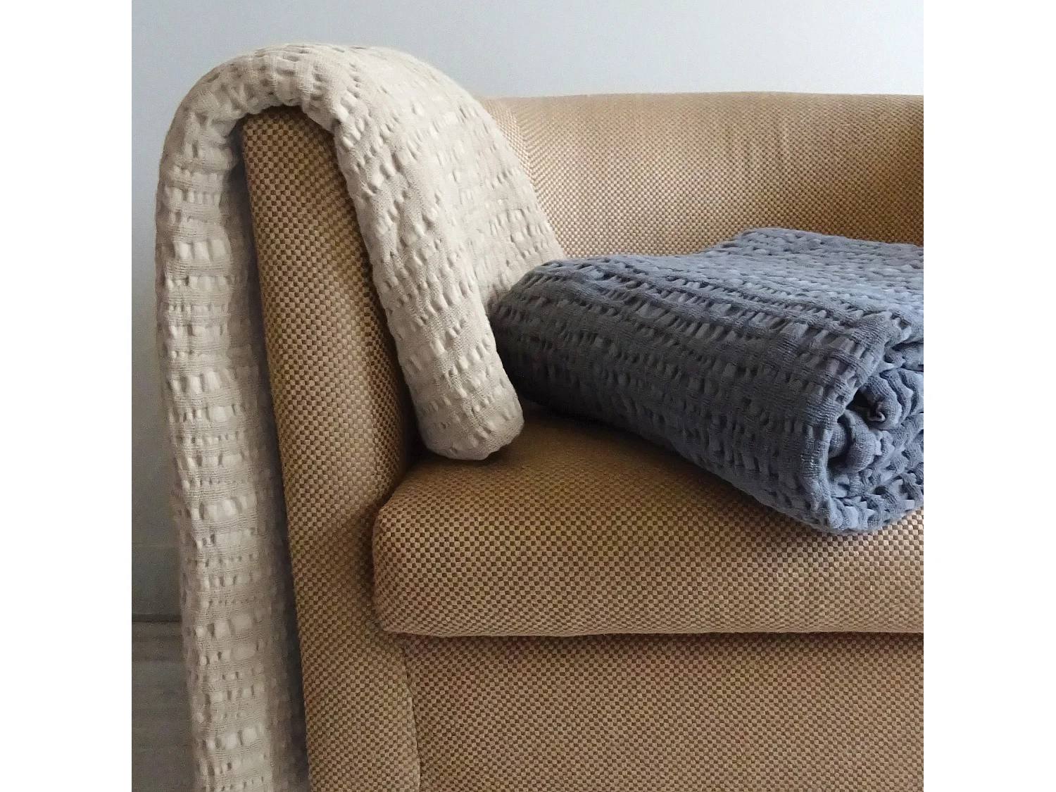 Plaid uni en 100% coton