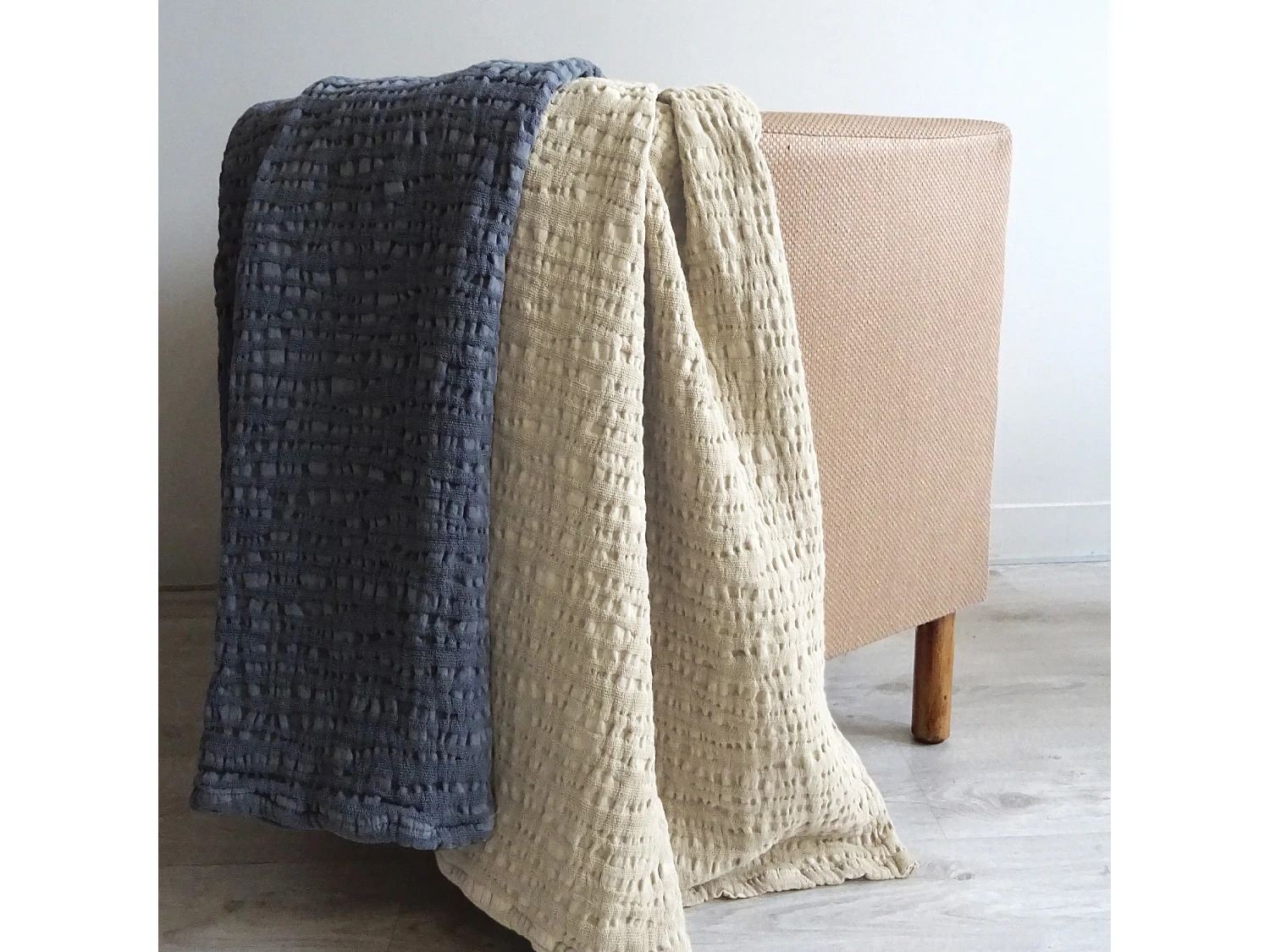 Plaid uni en 100% coton