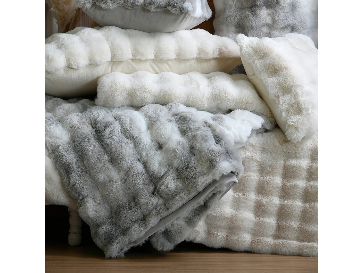 Plaid fausse imitation fourrure moelleux