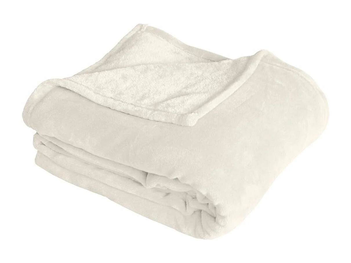Plaid Polaire Uni "Coral Fleece" 125x150cm Écru