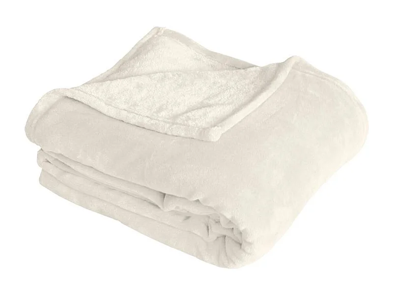 Plaid Polaire Uni "Coral Fleece" 125x150cm Écru