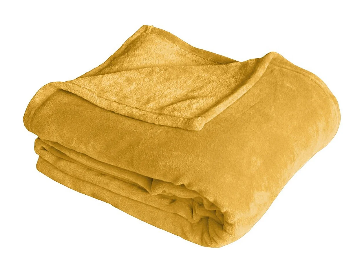 Plaid Polaire Uni "Coral Fleece" 125x150cm Moutarde