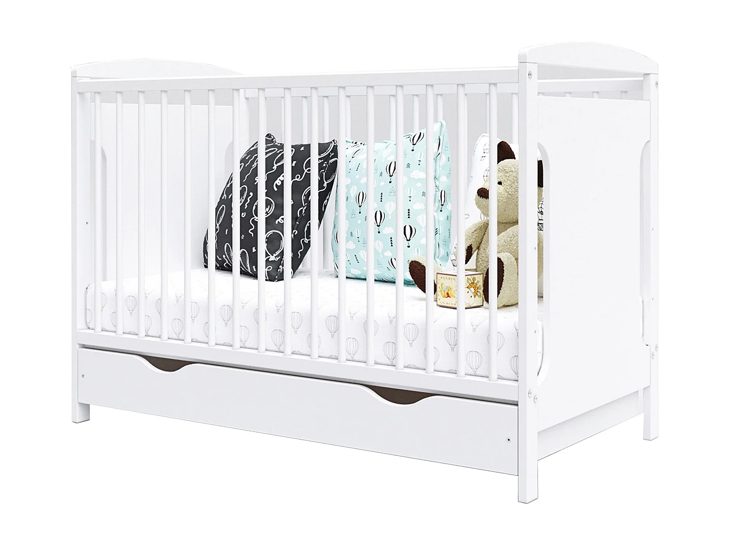 Mitwachsendes Babybett mit Schublade – 120x60cm