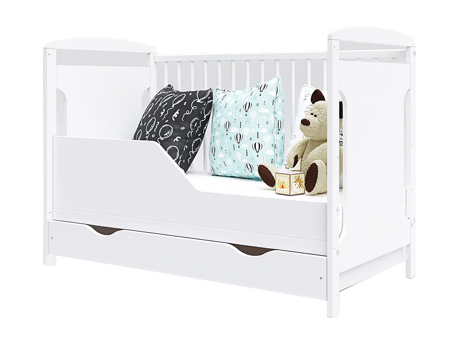 Mitwachsendes Babybett mit Schublade – 120x60cm
