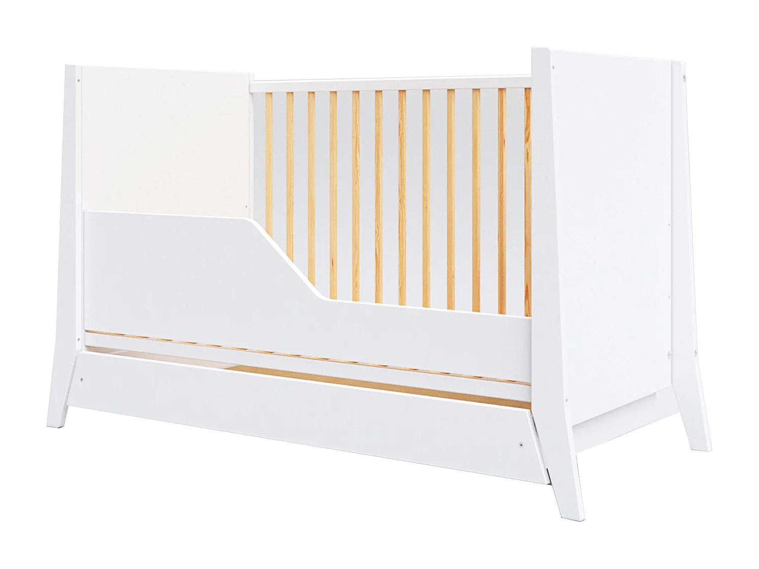 Mitwachsendes Babybett mit Schublade - 60x120 cm