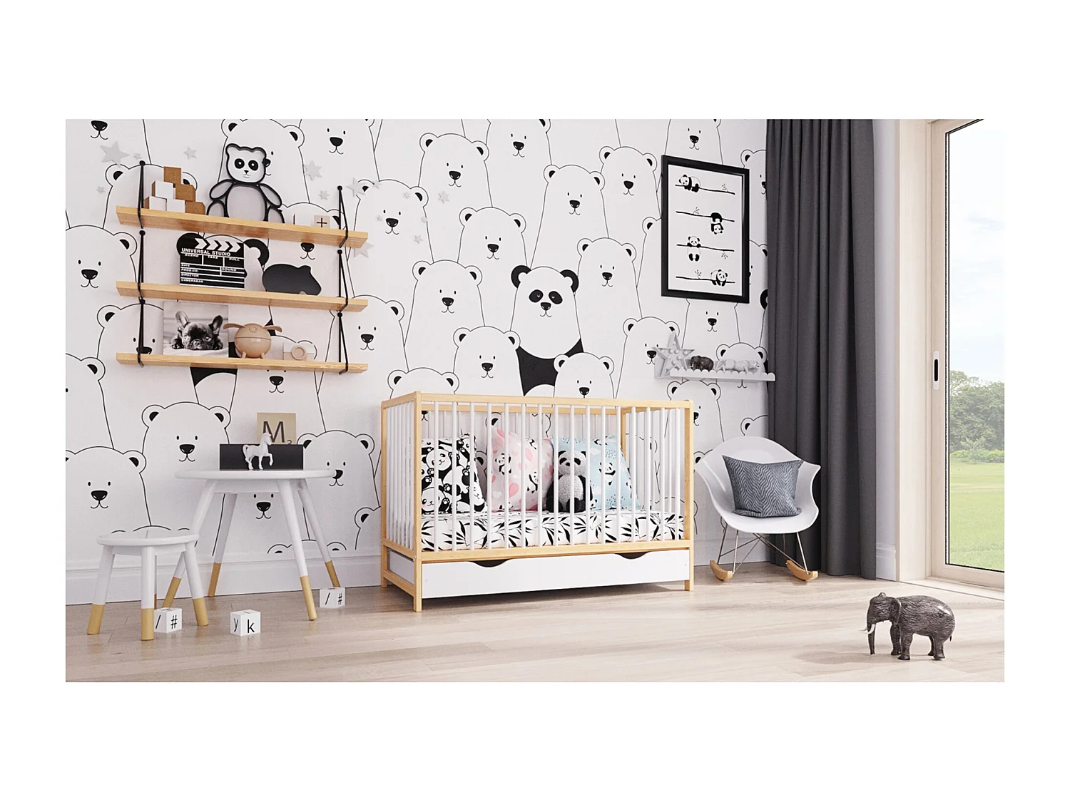 Cuna evolutiva con cajón - ANNA - 120 x 60 cm