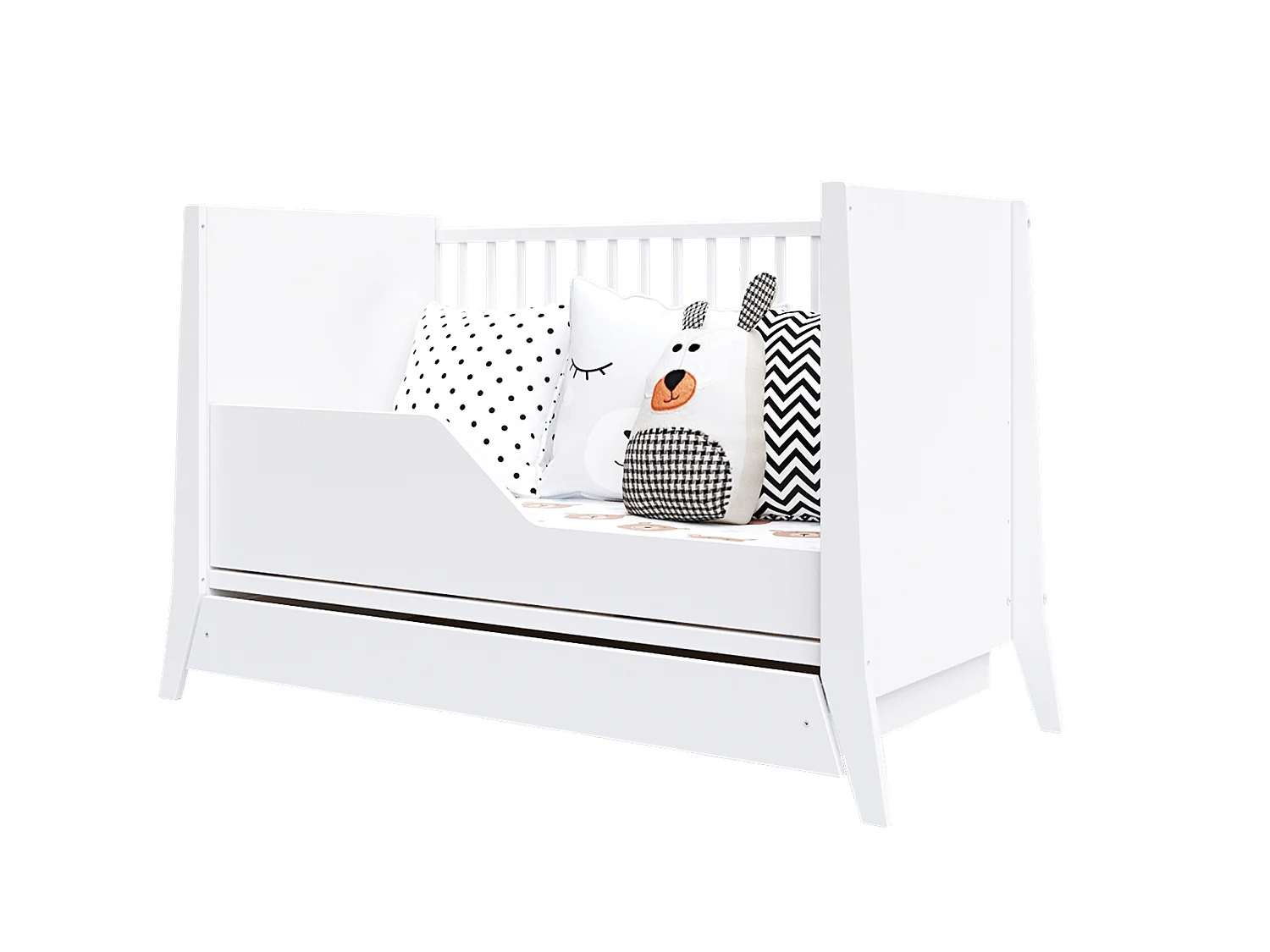Mitwachsendes Babybett mit Schublade - 60x120 cm