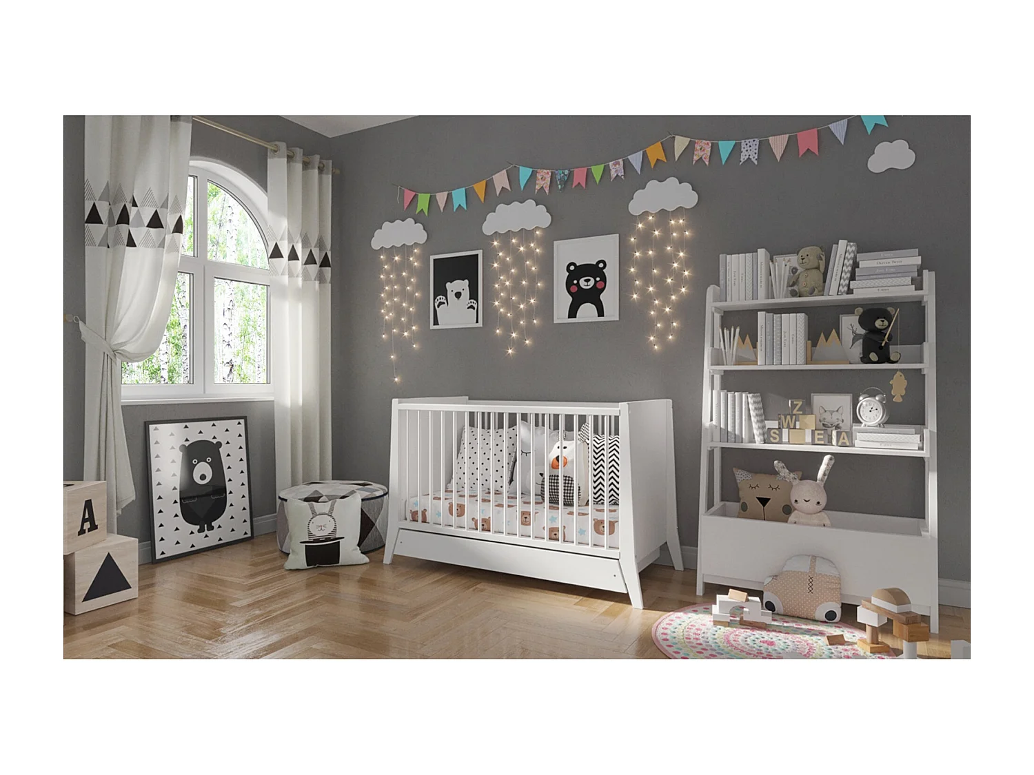 Mitwachsendes Babybett mit Schublade - 60x120 cm