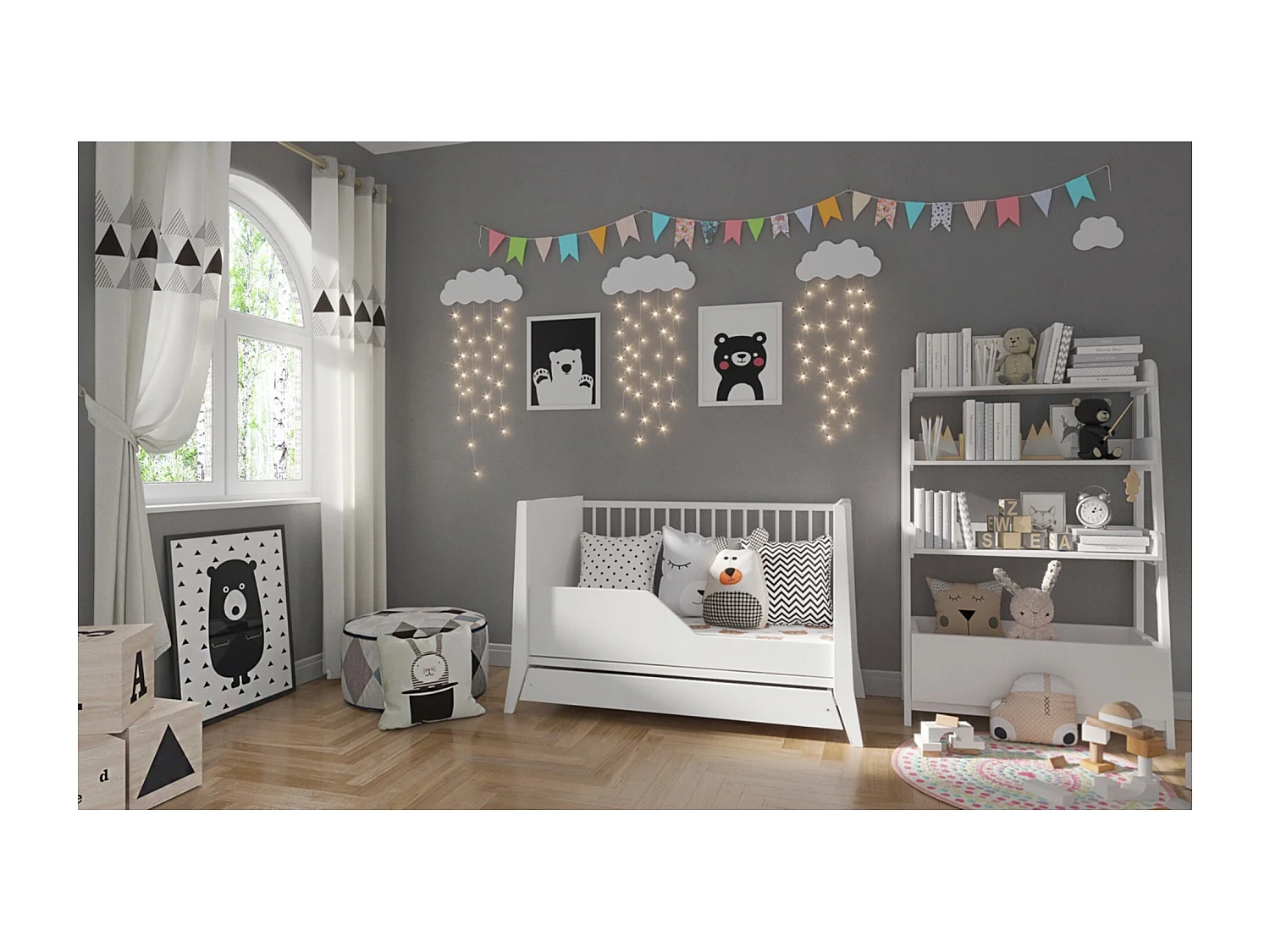 Mitwachsendes Babybett mit Schublade - 60x120 cm