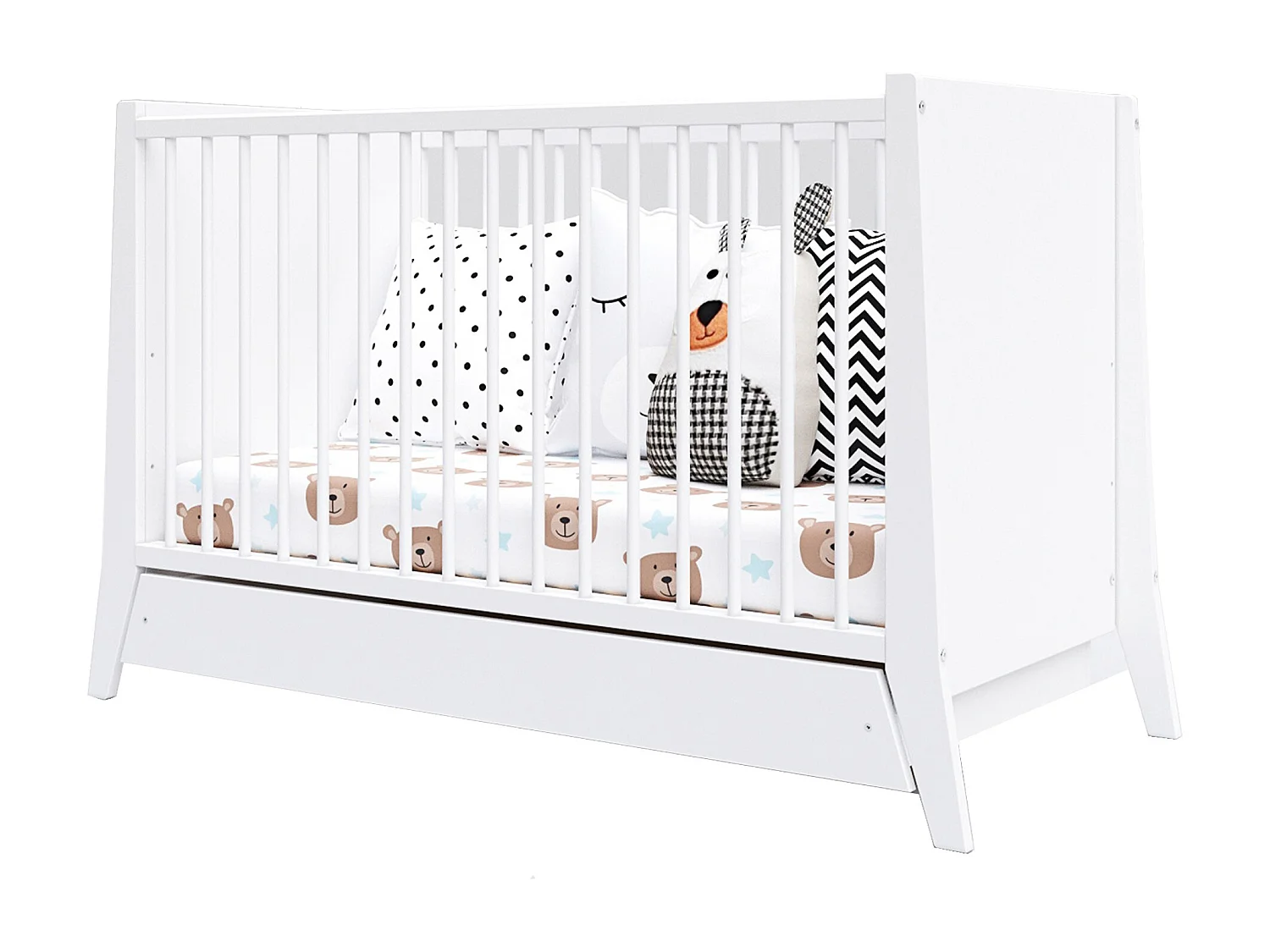 Mitwachsendes Babybett mit Schublade - 60x120 cm