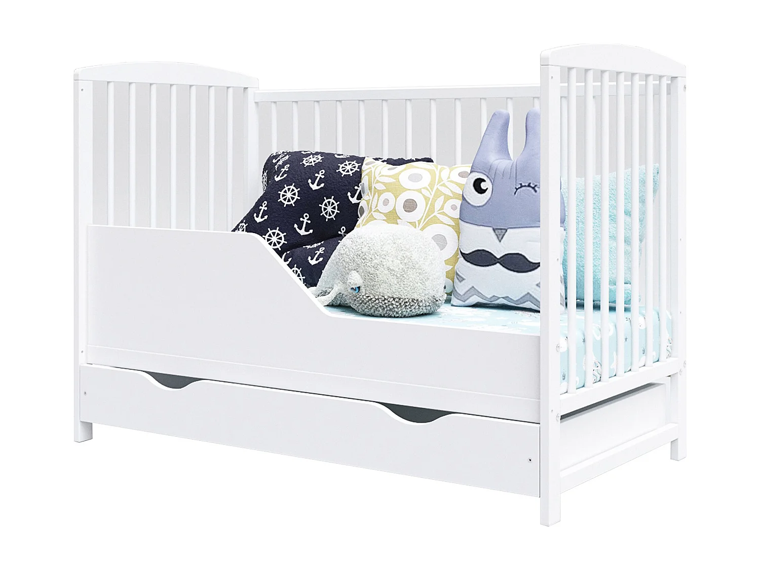 Lit bébé évolutif avec tiroir - NINA - 120x60 cm - Blanc