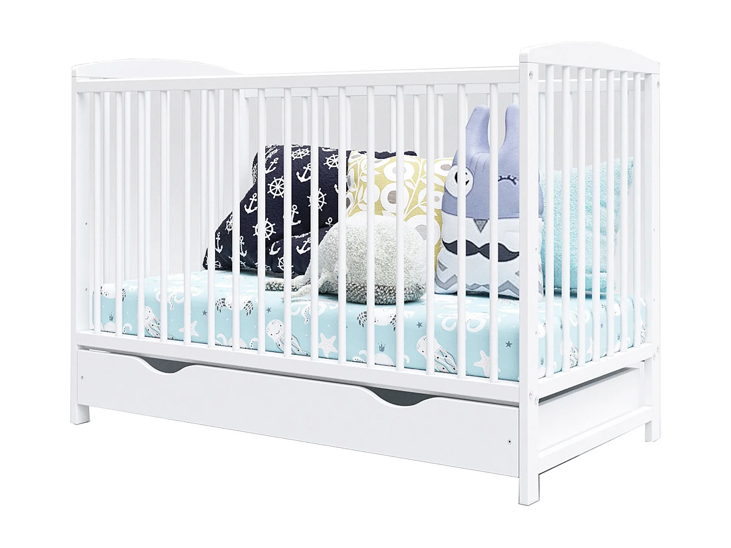 Lit bébé évolutif avec tiroir - NINA - 120x60 cm - Blanc