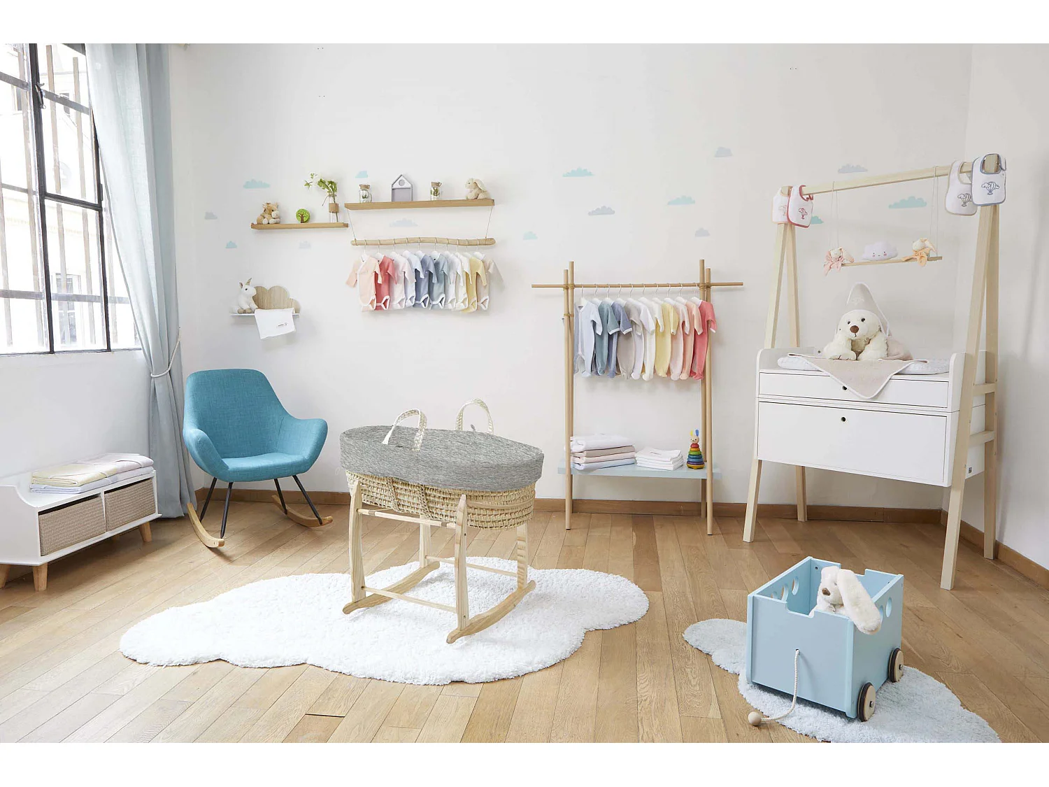 Spannbettlaken 80x30cm aus Bio-Baumwolle für Babywiege, Babywanne oder Kinderbett - Perle