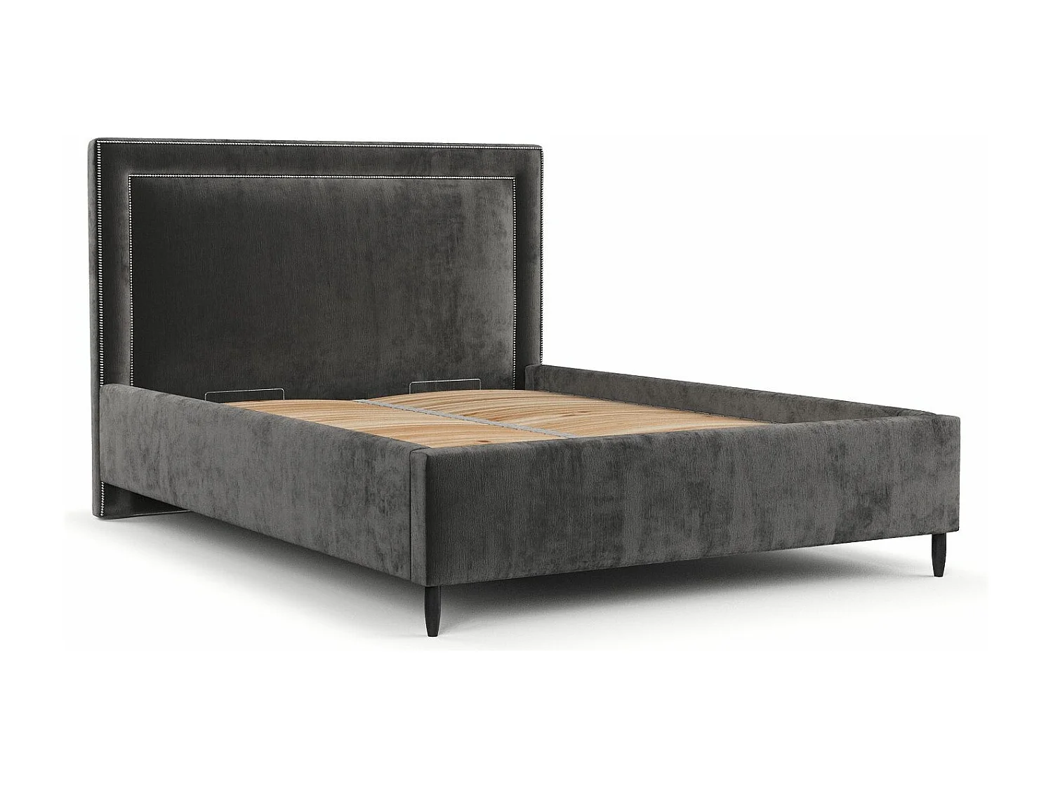 Polsterbett Baleine - 120 x 200 cm - Chenille-Stoff - dunkelgrau