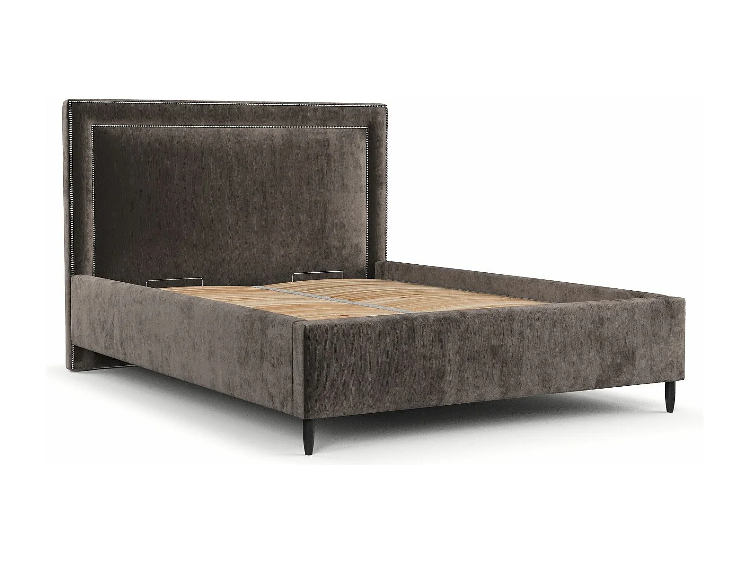 Polsterbett Baleine - 120 x 200 cm - Chenille-Stoff - braun