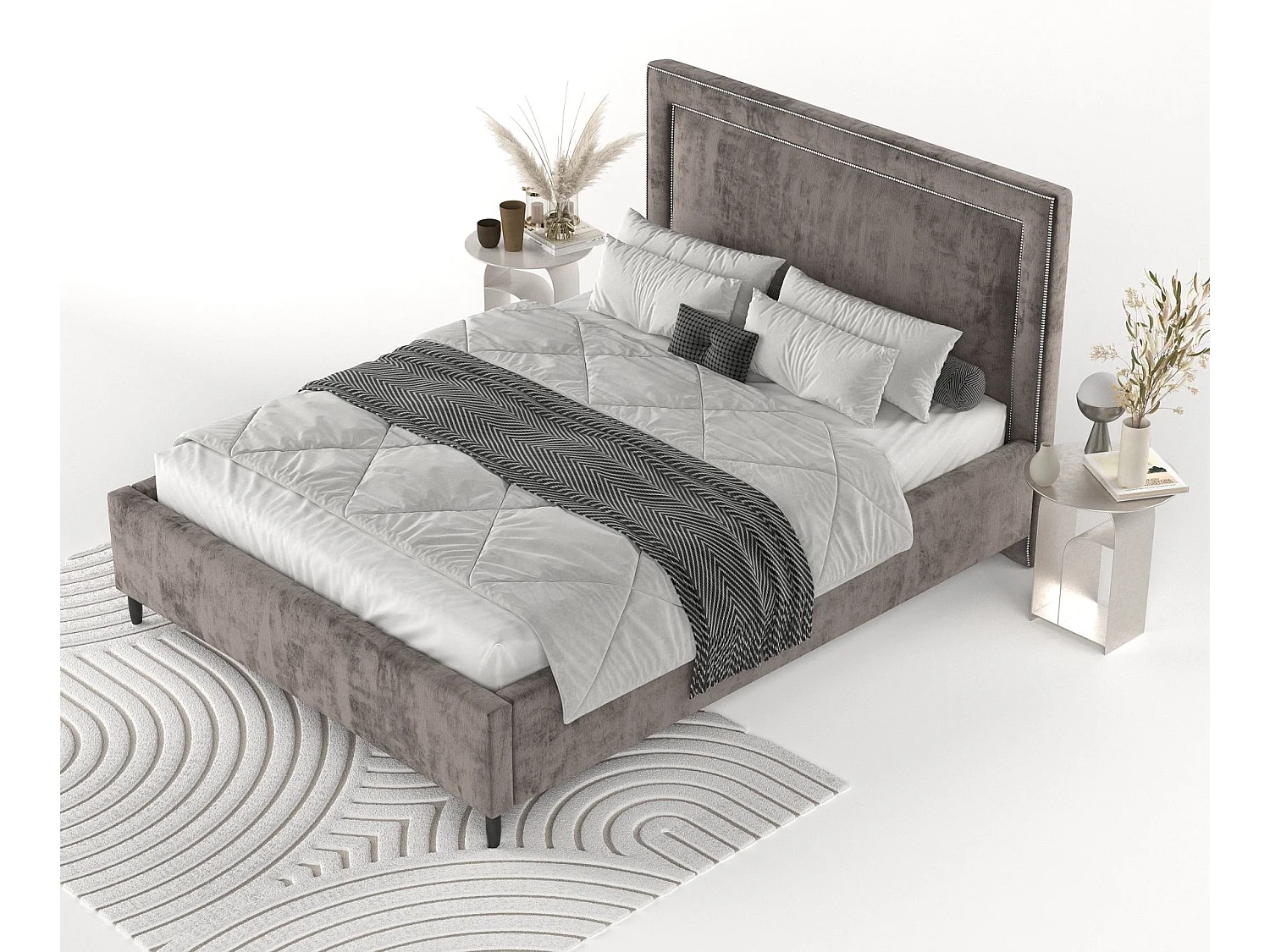 Lit coffre Baleine - 120 x 200 cm - chenille - brun