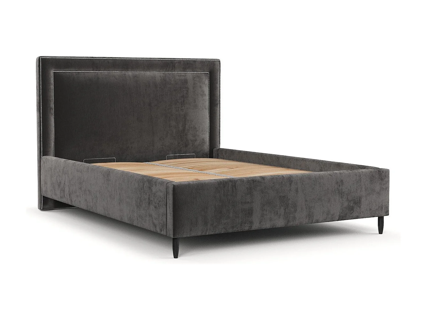 Polsterbett Baleine - 180 x 200 cm - Chenille-Stoff - dunkelgrau