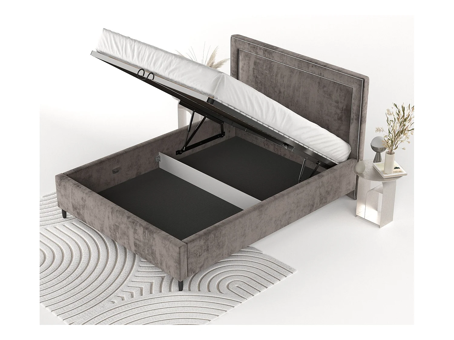 Łóżko tapicerowane Baleine - 160 x 200 cm - szenil - brązowy