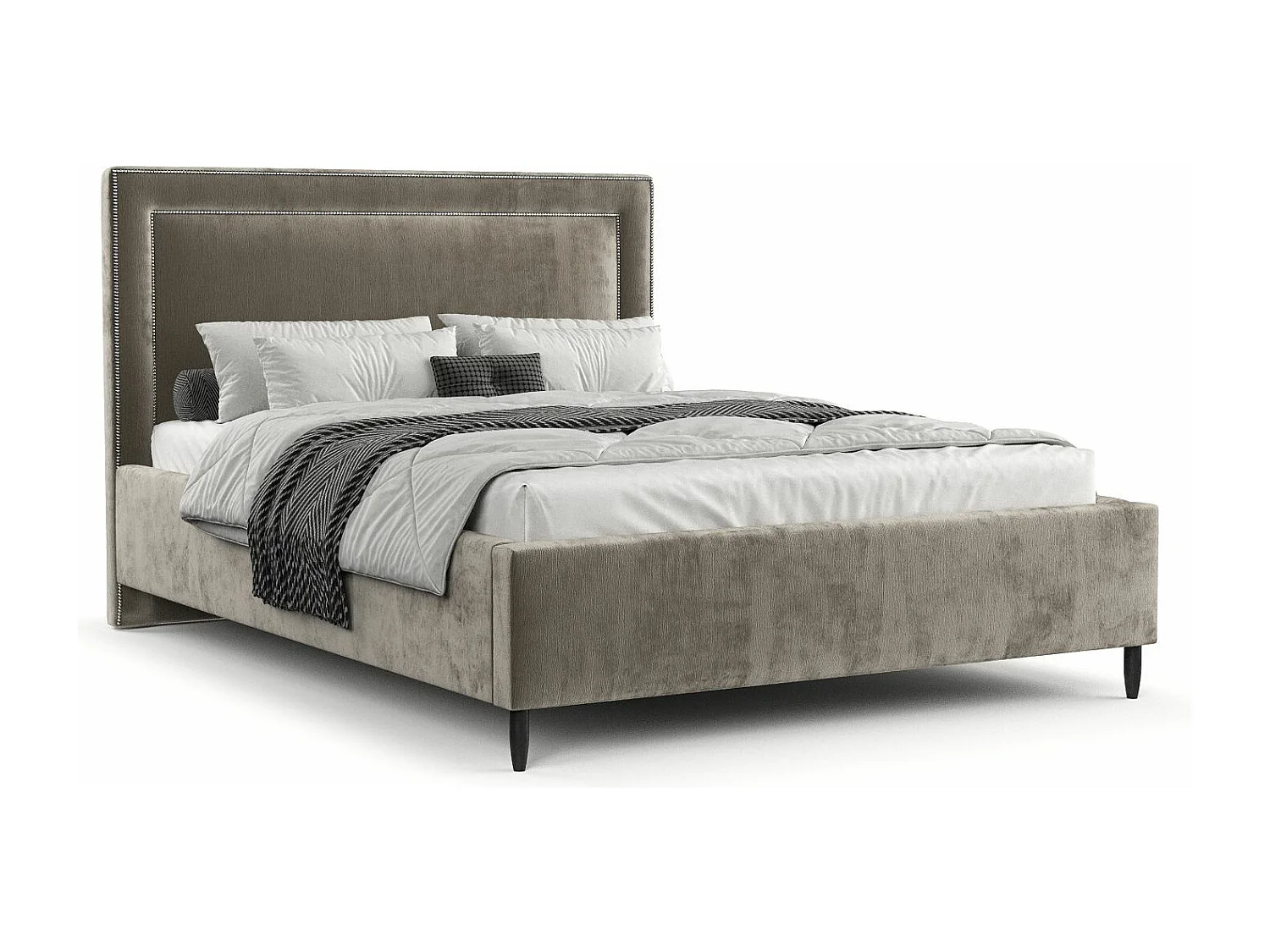 Polsterbett Baleine - 180 x 200 cm - Chenille-Stoff - beige