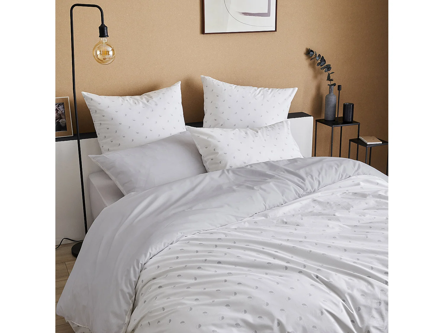 Housse de couette en percale au style géométrique