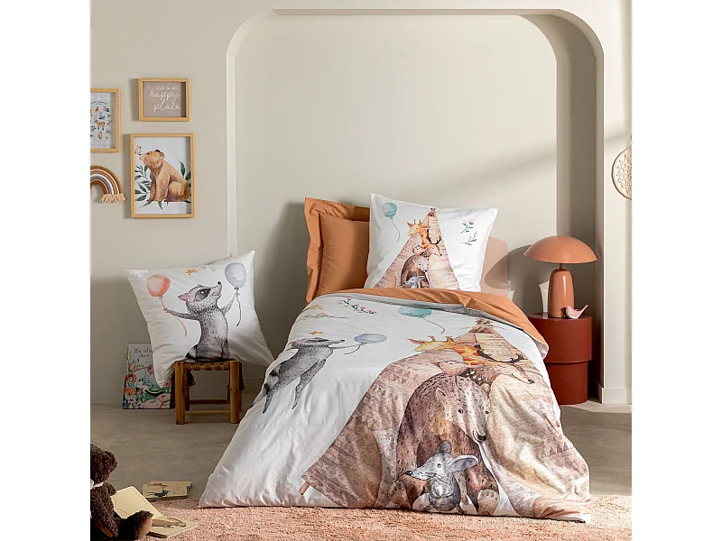 Juego de funda nórdica de animales del bosque 140 x 200 cm