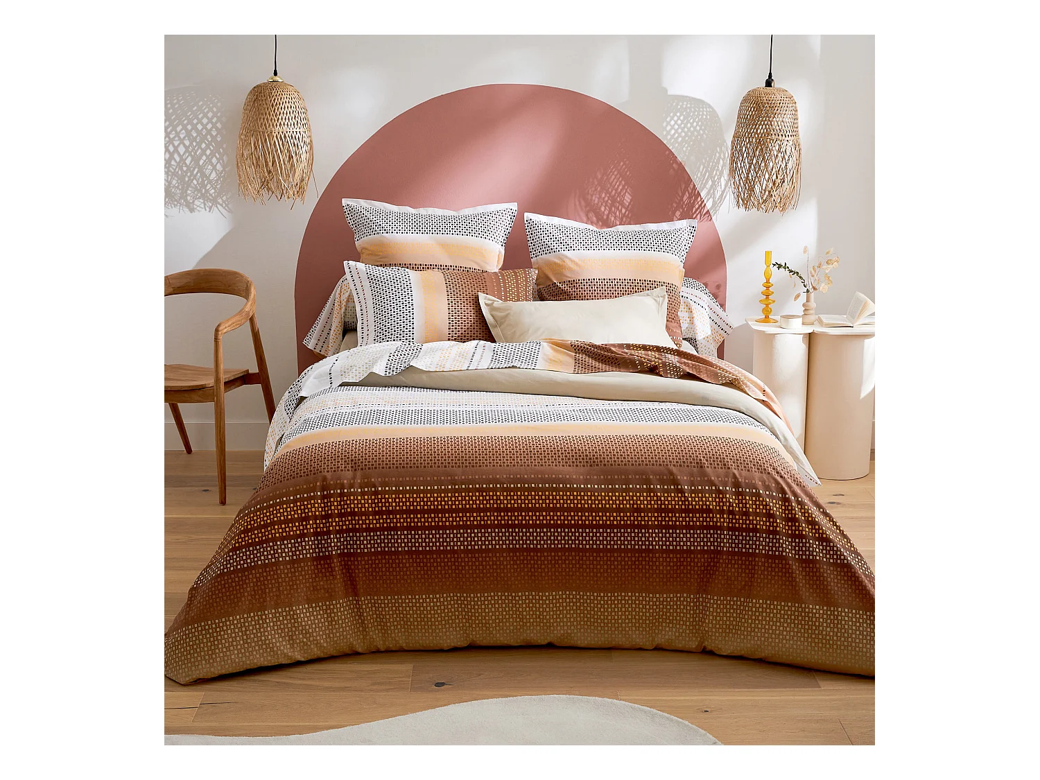 Housse de couette esprit géométrique en coton
