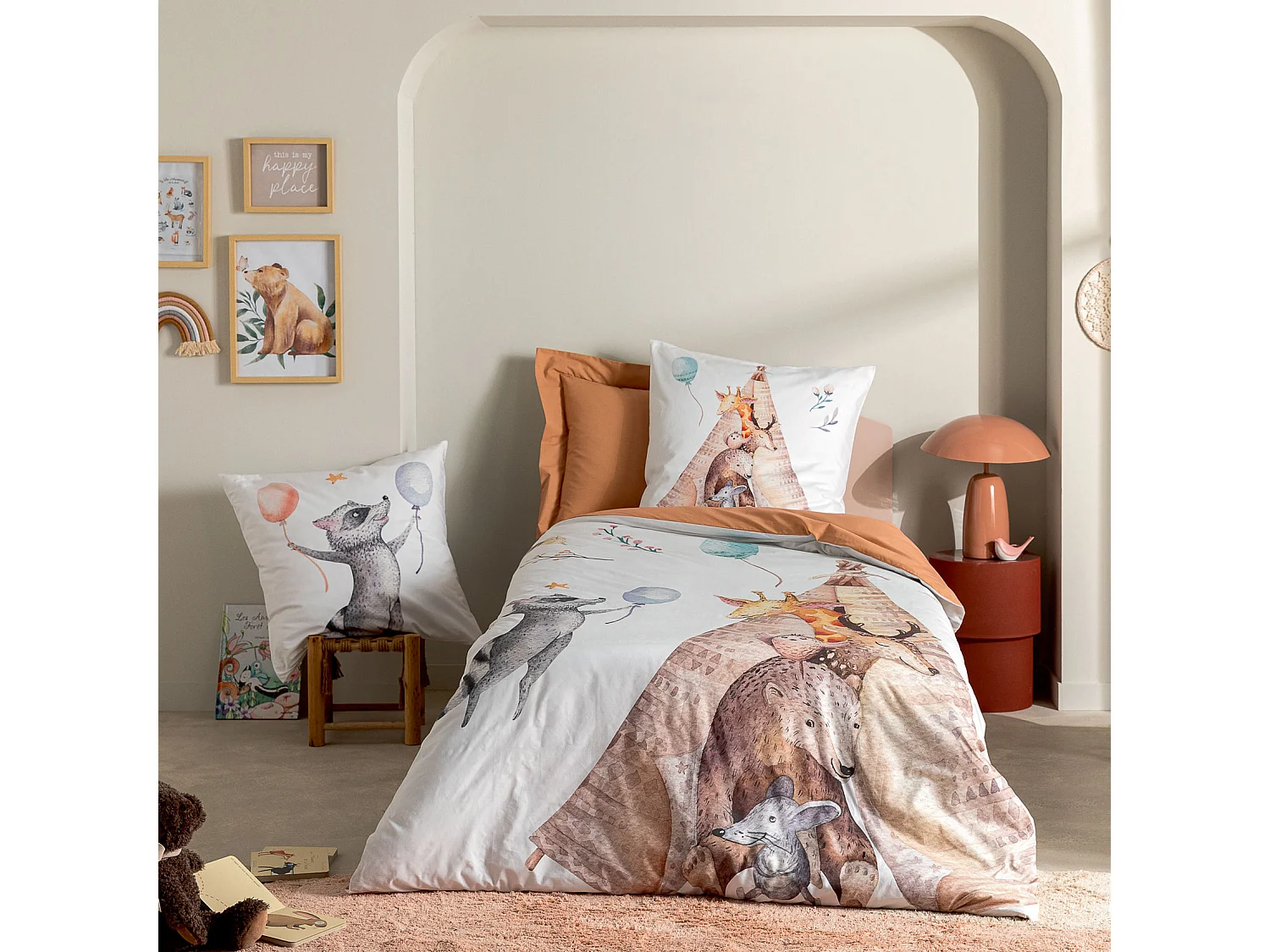 Juego de funda nórdica de animales del bosque 200 x 200 cm